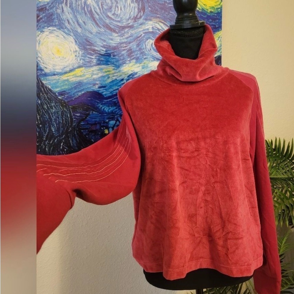 Vintage adidas Red Velvet Turtleneck Pullover Sweatshirt